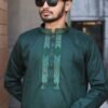 Premium Embroidered Satin Cotton Panjabi - Green Color.PNJ-GRN-004 - Image 2