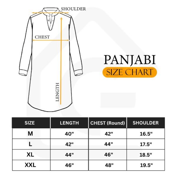 Premium Embroidered Satin Cotton Panjabi -White Color.PNJ-WHE-002 - Image 3